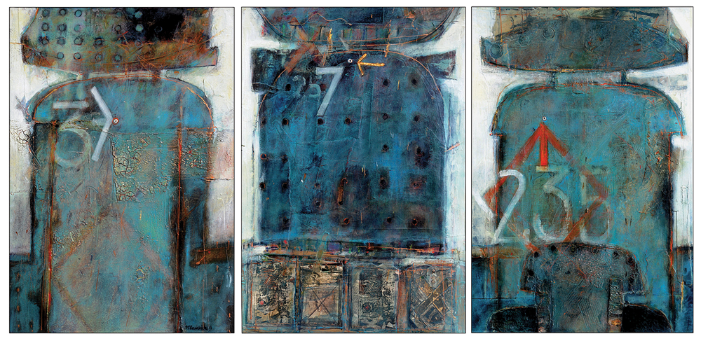 Datum Marks on Blue ...triptych